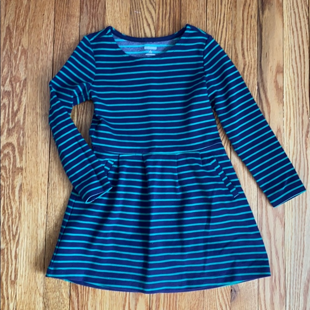 Gymboree girls blue/green striped dress